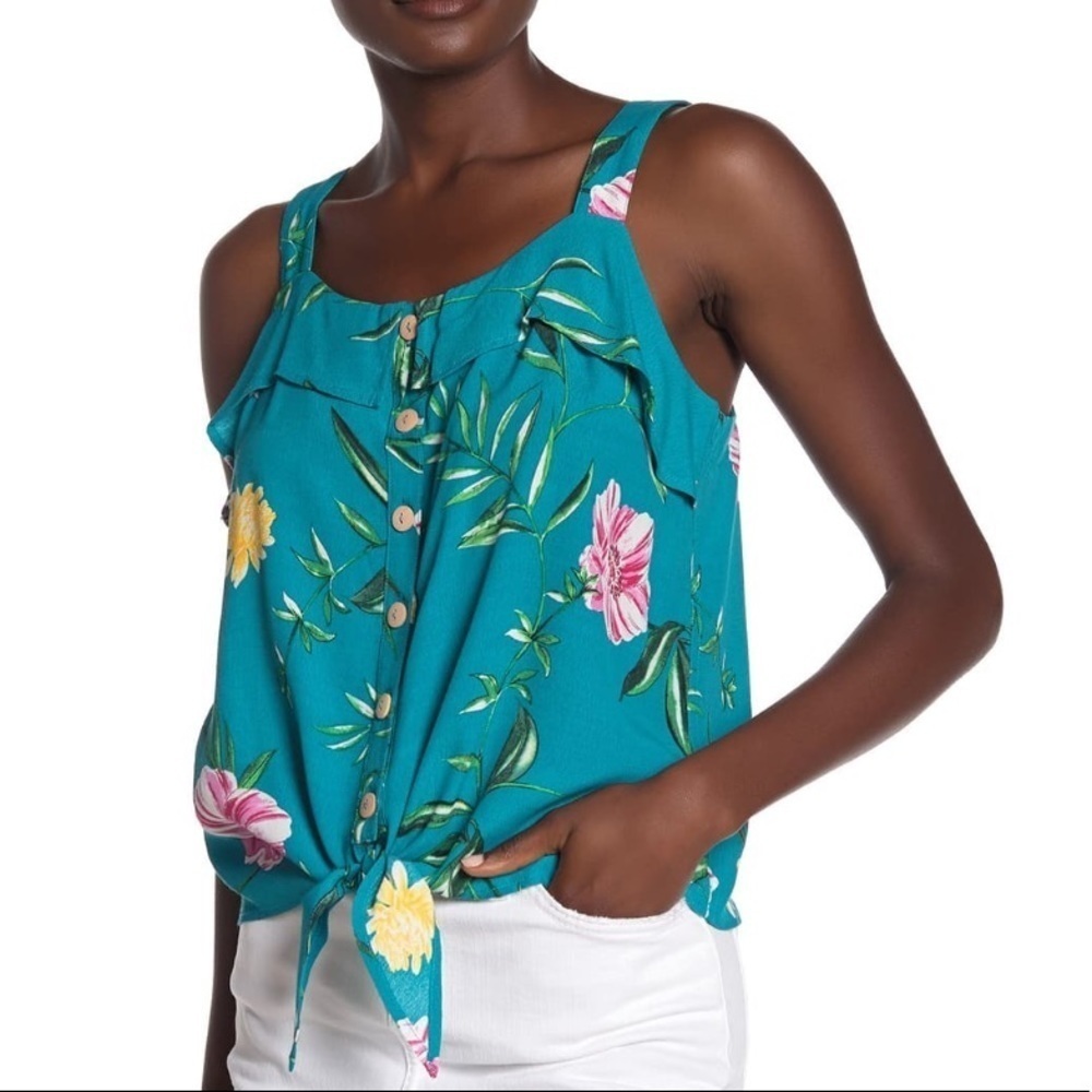 TART JENNIFER TROPICAL TIE HEM TOP